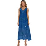 Sky Night Moon Clouds Crescent V-Neck Sleeveless Loose Fit Overalls