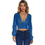 Sky Night Moon Clouds Crescent Long Sleeve Deep-V Velour Top