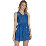 Sky Night Moon Clouds Crescent Sleeveless High Waist Mini Dress