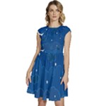 Sky Night Moon Clouds Crescent Cap Sleeve High Waist Dress