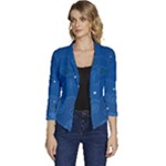 Sky Night Moon Clouds Crescent Women s Casual 3/4 Sleeve Spring Jacket