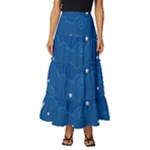 Sky Night Moon Clouds Crescent Tiered Ruffle Maxi Skirt