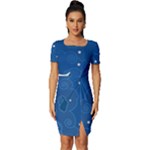 Sky Night Moon Clouds Crescent Fitted Knot Split End Bodycon Dress