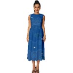 Sky Night Moon Clouds Crescent Sleeveless Round Neck Midi Dress