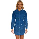 Sky Night Moon Clouds Crescent Womens Long Sleeve Shirt Dress