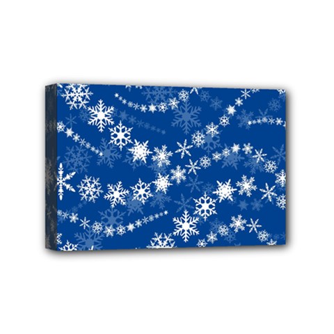 Snowflakes Winter Background Mini Canvas 6  x 4  (Stretched) from ArtsNow.com