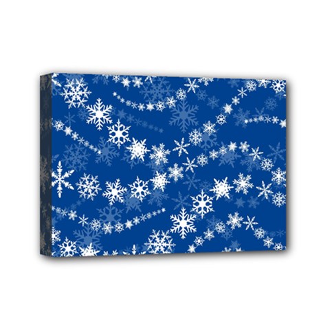 Snowflakes Winter Background Mini Canvas 7  x 5  (Stretched) from ArtsNow.com
