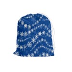 Snowflakes Winter Background Drawstring Pouch (Large)