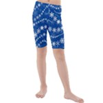Snowflakes Winter Background Kids  Mid Length Swim Shorts