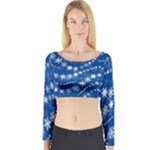 Snowflakes Winter Background Long Sleeve Crop Top