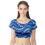 Snowflakes Winter Background Short Sleeve Crop Top
