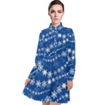 Snowflakes Winter Background Long Sleeve Chiffon Shirt Dress