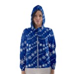 Snowflakes Winter Background Women s Hooded Windbreaker