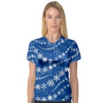 Snowflakes Winter Background V-Neck Sport Mesh T-Shirt