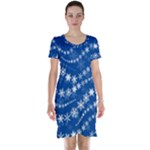 Snowflakes Winter Background Short Sleeve Nightdress