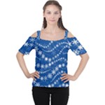 Snowflakes Winter Background Cutout Shoulder T-Shirt