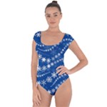 Snowflakes Winter Background Short Sleeve Leotard 