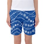 Snowflakes Winter Background Women s Basketball Shorts