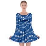 Snowflakes Winter Background Long Sleeve Skater Dress