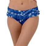 Snowflakes Winter Background Frill Bikini Bottoms