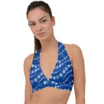 Snowflakes Winter Background Halter Plunge Bikini Top