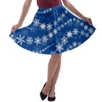 Snowflakes Winter Background A-line Skater Skirt