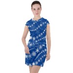 Snowflakes Winter Background Drawstring Hooded Dress