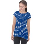 Snowflakes Winter Background Cap Sleeve High Low Top