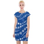 Snowflakes Winter Background Cap Sleeve Bodycon Dress