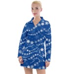 Snowflakes Winter Background Women s Long Sleeve Casual Dress