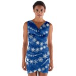 Snowflakes Winter Background Wrap Front Bodycon Dress