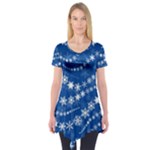 Snowflakes Winter Background Short Sleeve Tunic 
