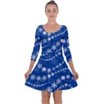 Snowflakes Winter Background Quarter Sleeve Skater Dress