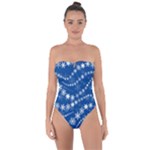 Snowflakes Winter Background Tie Back One Piece Swimsuit
