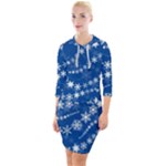 Snowflakes Winter Background Quarter Sleeve Hood Bodycon Dress