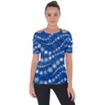 Snowflakes Winter Background Shoulder Cut Out Short Sleeve Top
