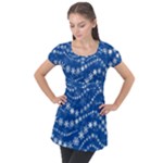 Snowflakes Winter Background Puff Sleeve Tunic Top