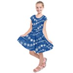 Snowflakes Winter Background Kids  Short Sleeve Dress