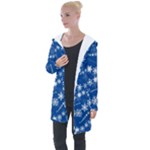 Snowflakes Winter Background Longline Hooded Cardigan