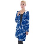 Snowflakes Winter Background Hooded Pocket Cardigan