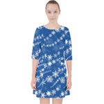 Snowflakes Winter Background Quarter Sleeve Pocket Dress