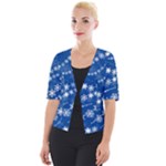 Snowflakes Winter Background Cropped Button Cardigan
