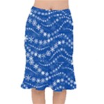 Snowflakes Winter Background Short Mermaid Skirt