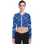 Snowflakes Winter Background Long Sleeve Zip Up Bomber Jacket