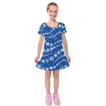 Snowflakes Winter Background Kids  Short Sleeve Velvet Dress