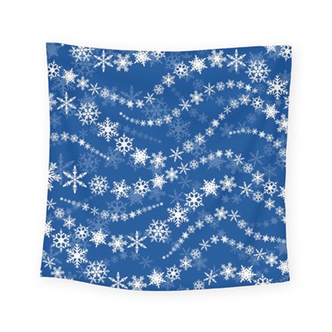 Snowflakes Winter Background Square Tapestry (Small) from ArtsNow.com