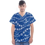 Snowflakes Winter Background Men s V-Neck Scrub Top