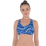 Snowflakes Winter Background Cross String Back Sports Bra