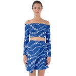 Snowflakes Winter Background Off Shoulder Top with Skirt Set