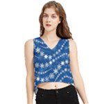 Snowflakes Winter Background V-Neck Cropped Tank Top